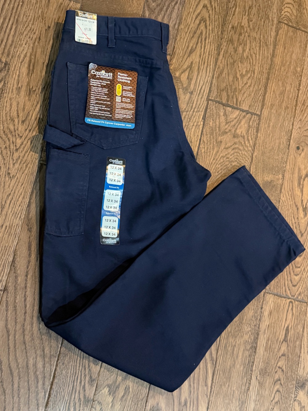 NWT Women’s Carhartt FR CAT2 Utility Pants Size 12 - 34 Inch Inseam- Dark Blue